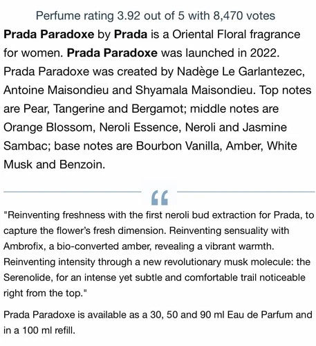 Paradoxe by Prada 3 oz 90 ml EDP Perfume for Women New In Original Box Sealed