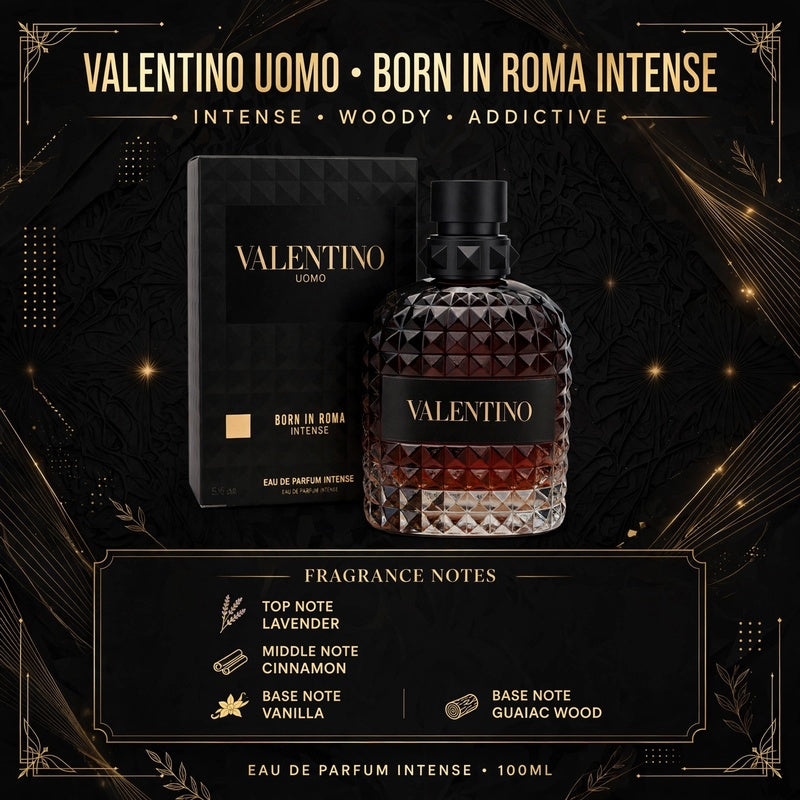 Valentino Uomo Born in Roma Intense EDP Spray 3.4 oz / 100 ml â€“ Perfume for Men